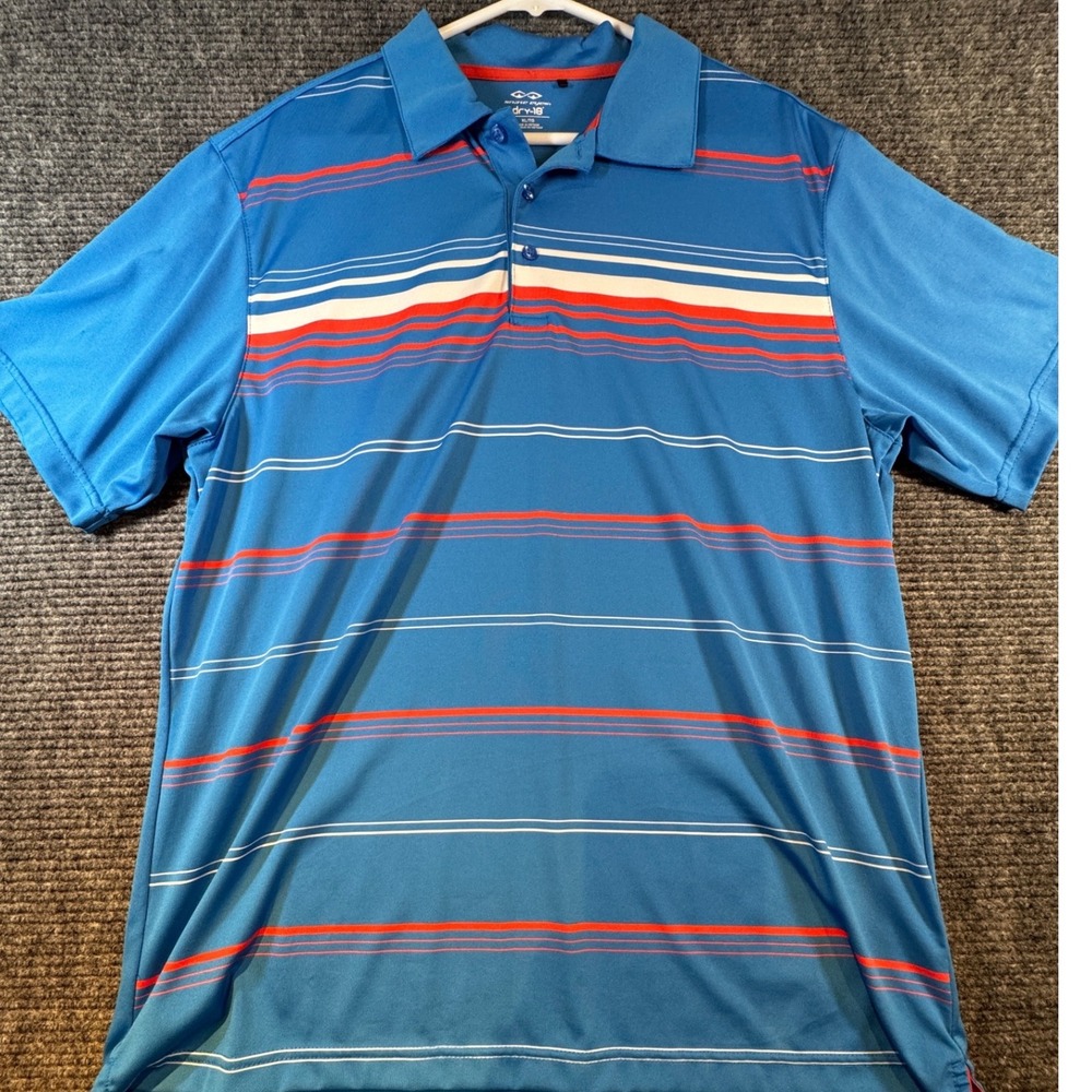 SNAKE EYES Mens DRY-18 Short SLEEVE POLO GOLF SHIRT Blue‎ SIZE XL Red Striped